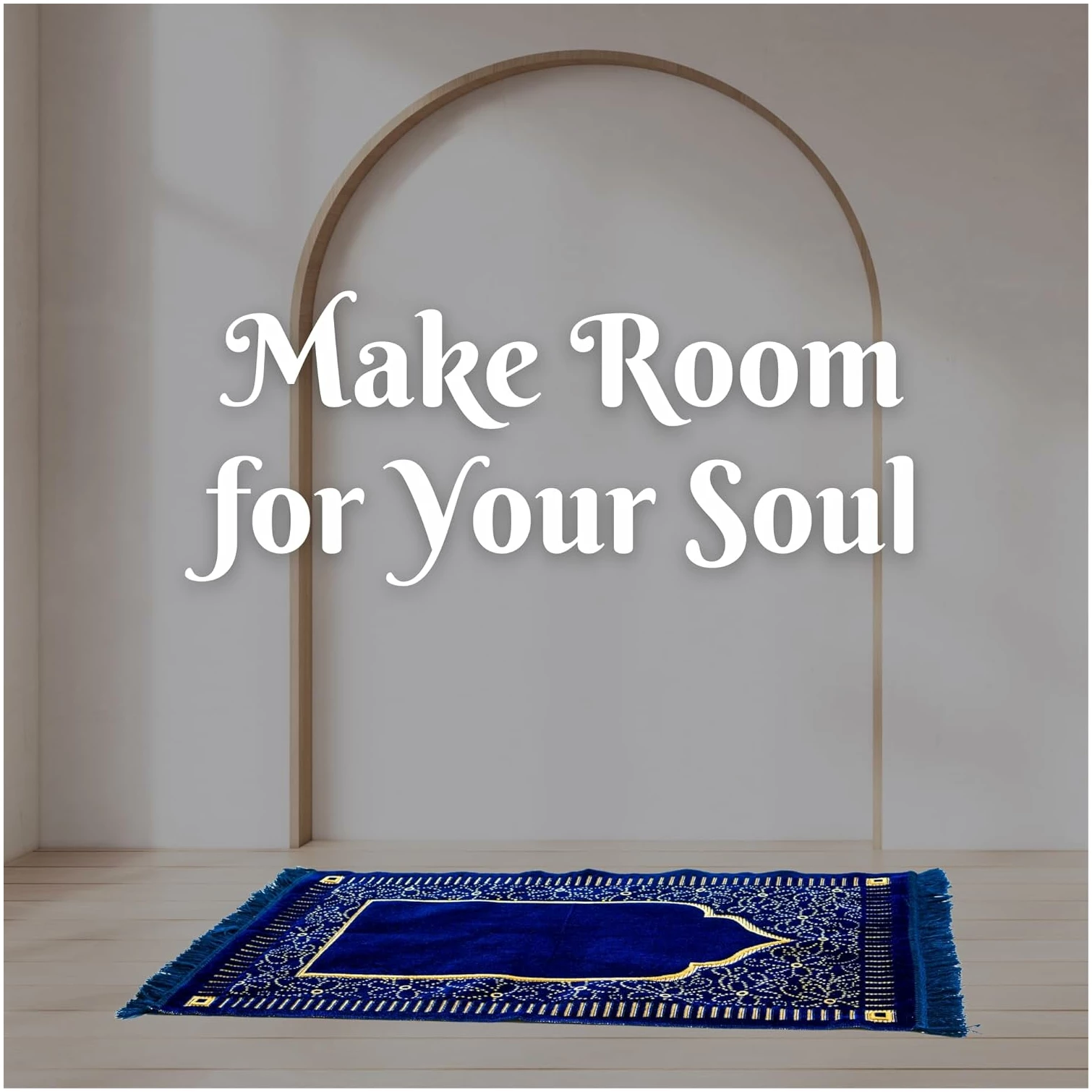 Tapis de prière en velours pour musulmans, tapis de prière islamique en peluche douce, Janamaz, Sajada, tapis de prière, cadeau islamique pour homme et femme, motif Riyad, bleu marine – Image 6