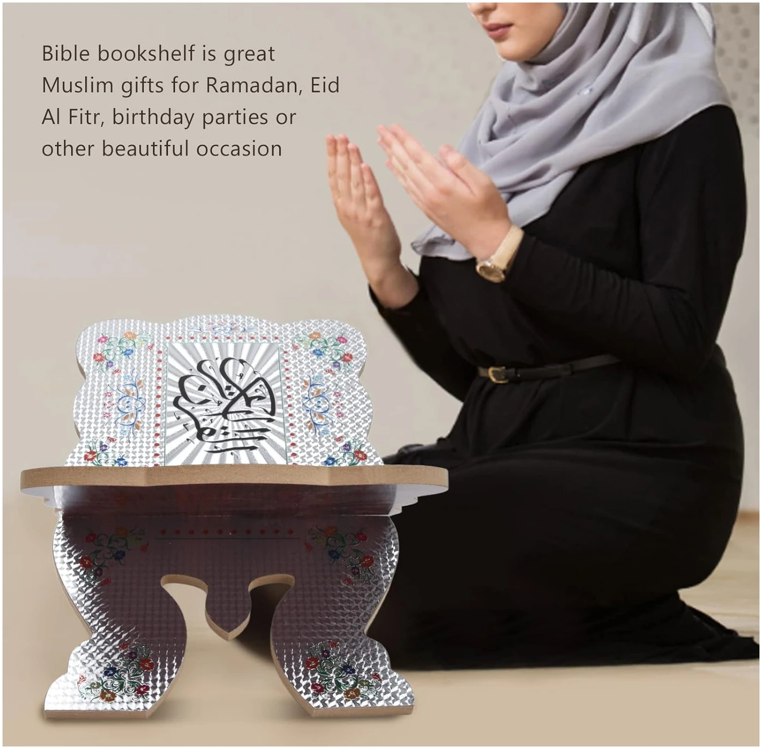 Support de Support de Livre Coran en Bois Pliant Bible de Lecture Support de Support de Livre Sacré Supports D'affichage de la Bible en Buis Supports de Livre de Bureau pour Enseignants(JM01864) – Image 6