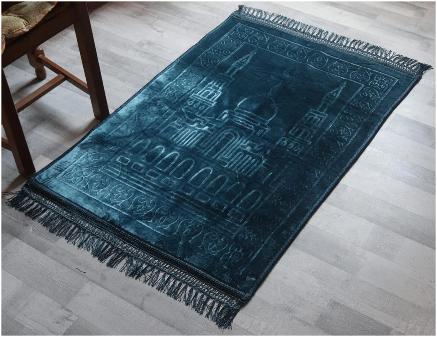Tapis De Prière Bleu pour Musulman - 120x80 cm – Image 3