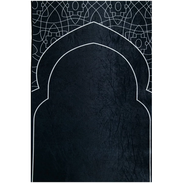 Tapis de priere Musulman pour priere Islamique - Tapis priere Musulman Confortable pour Femme et Homme Musulman - Noir – Image 4
