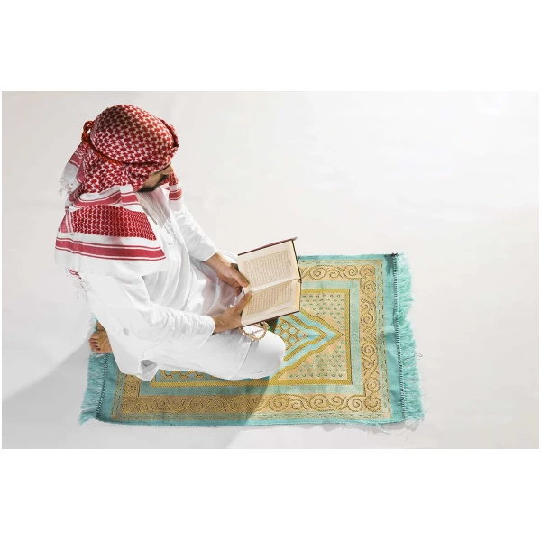 Tapis de prière islamique vert pour les déplacements Motif Namaz Seccade musulmans – Image 4
