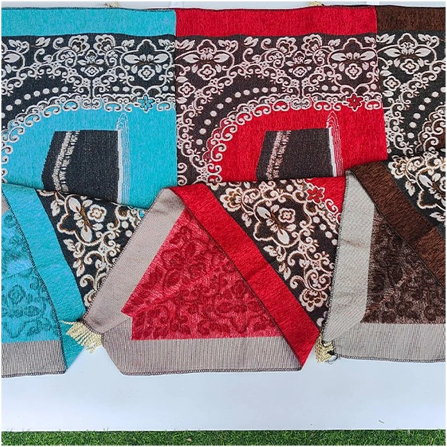 Tapis de prière musulmane avec pompons, doux, 80 x 120 cm – Image 7