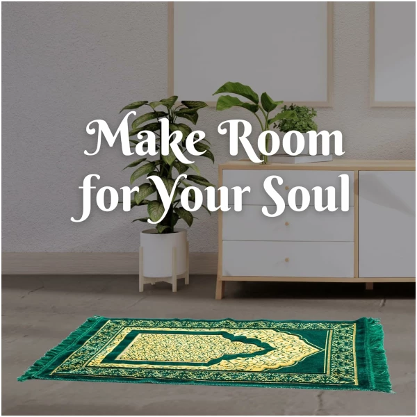 Tapis de prière islamique en velours pour musulmans, tapis de prière islamique en peluche douce, Janamaz, Sajada, tapis de prière, motif La Mecque, vert foncé – Image 5