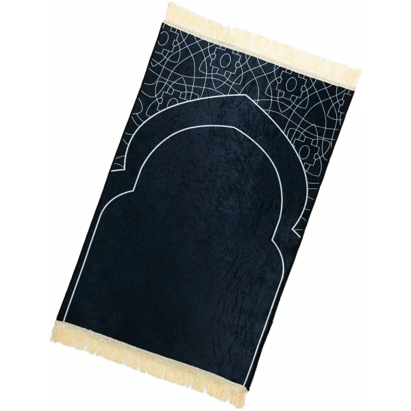 Tapis de priere Musulman pour priere Islamique - Tapis priere Musulman Confortable pour Femme et Homme Musulman - Noir – Image 2