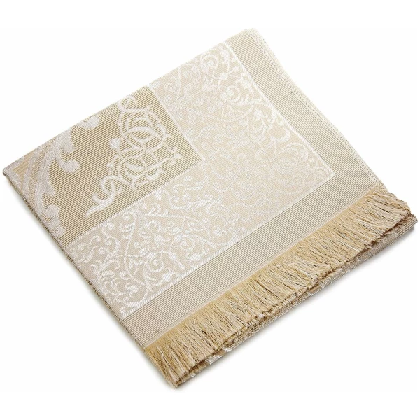 Tapis de prière Musulman et Perles avec Un Sac élégant en Tissu Slub | Janamaz | Sajadah | Soft Islamic Prayer Tapis | Cadeaux islamiques | Tissu Taffetas, Or – Image 3