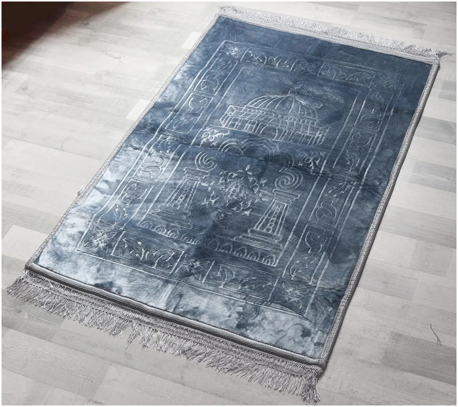 Tapis De Prière Gris pour Musulman - 120x80 cm – Image 2