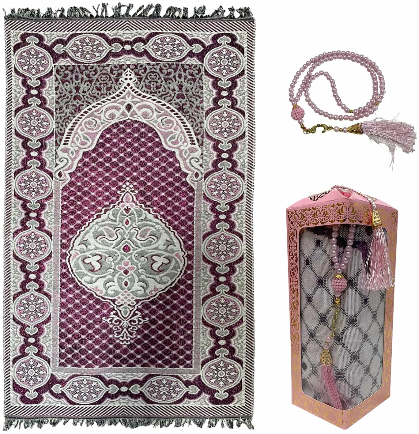 Tapis de prière – Avec Tesbih dans emballage cadeau – Tapis de prière Islam – Image 9