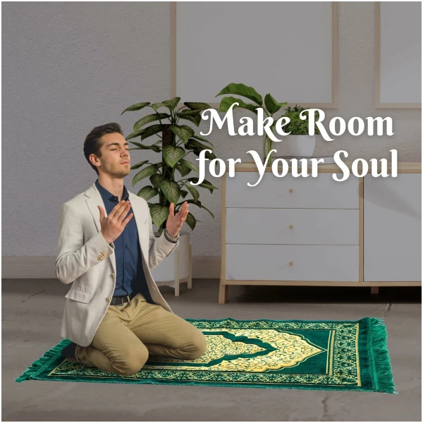 Tapis de prière islamique en velours pour musulmans, tapis de prière islamique en peluche douce, Janamaz, Sajada, tapis de prière, motif La Mecque, vert foncé – Image 6
