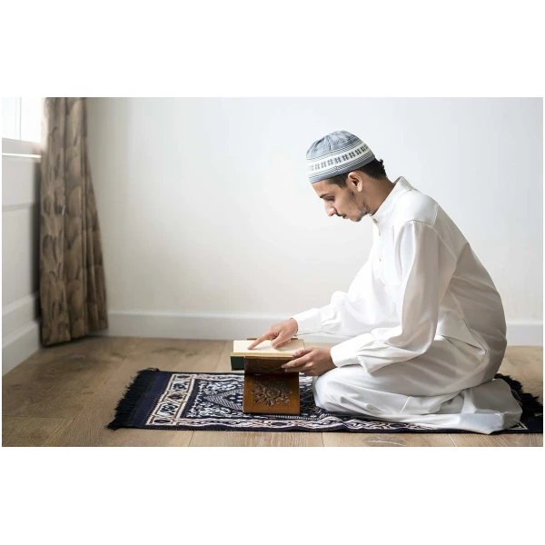 Tapis de prière islamique vert pour les déplacements Motif Namaz Seccade musulmans – Image 2