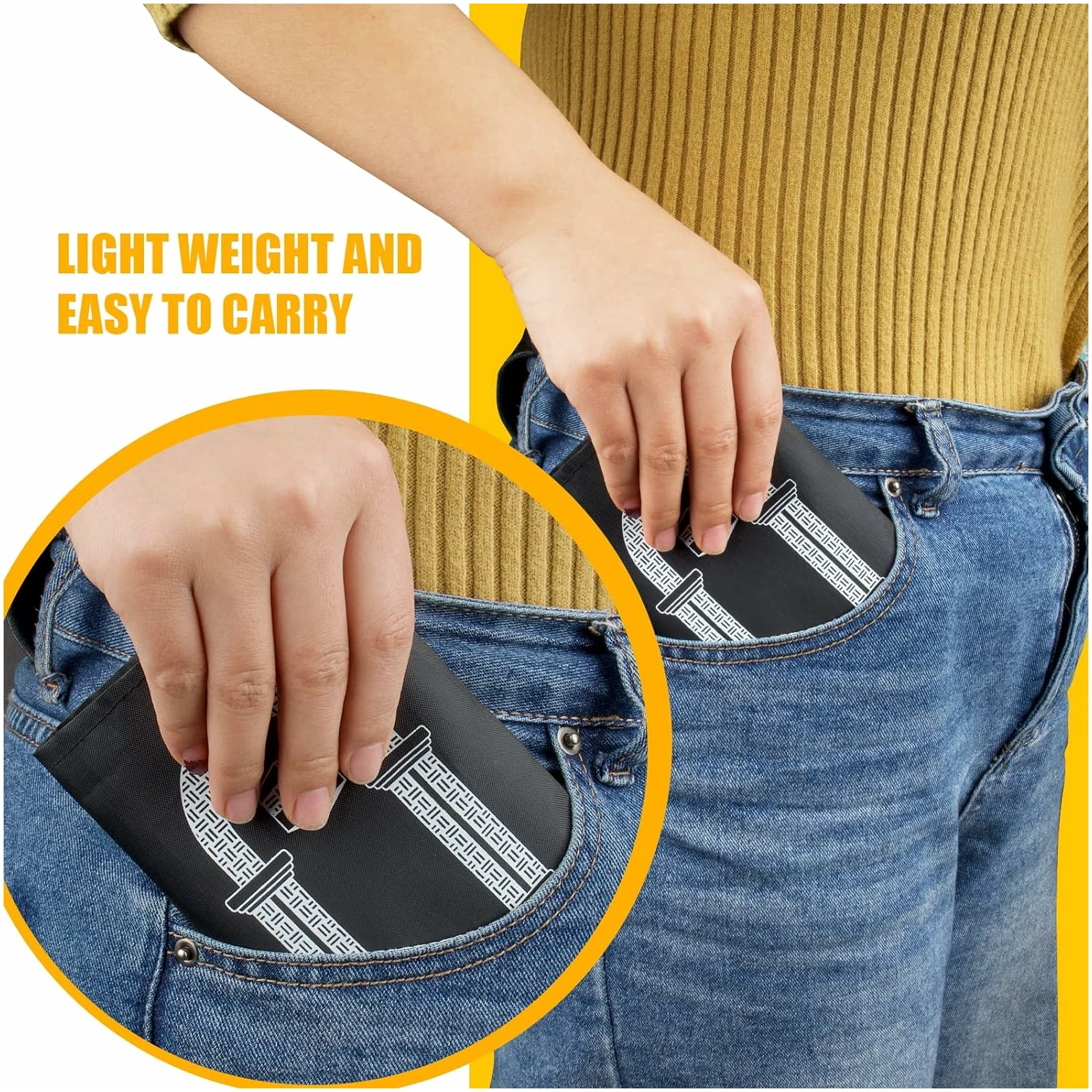 Tapis de Prière Décoration Musulmane Tapis en Polyester avec Sac pour Fête Islamique 100 x 60cm (Noir) – Image 5