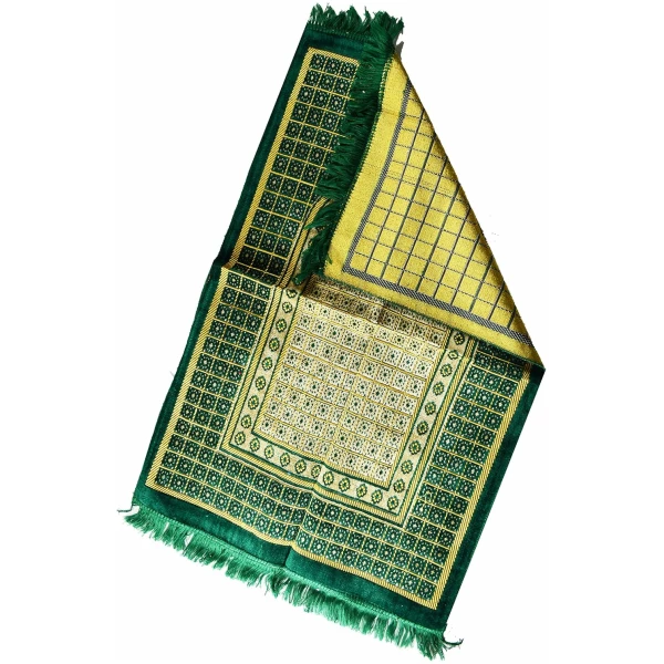 Tapis de prière islamique vert pour les déplacements Motif Namaz Seccade musulmans – Image 3