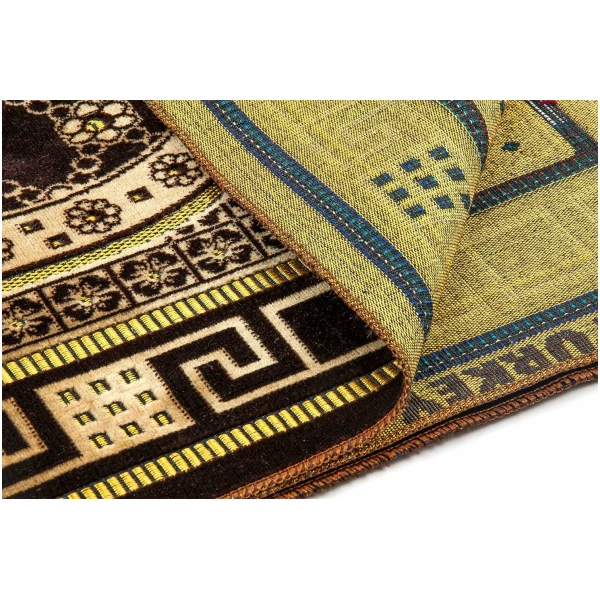 Tapis de prière Musulmane de Luxe en Velours avec Perles de prière | Janamaz | Sajjadah | Tapis de prière Islamique Doux | Cadeaux islamiques | Tapis de prière en Velours Marron foncé – Image 3