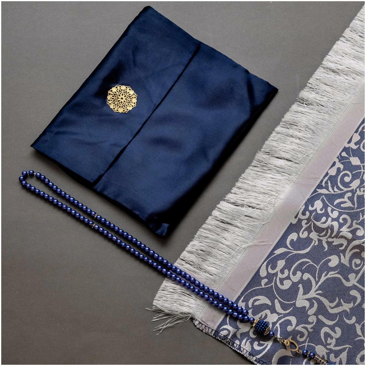 Tapis de prière au Design Turc, Perles de prière décoratives pour Le Ramadan, l'Aïd et Les Mariages (Bleu) – Image 6