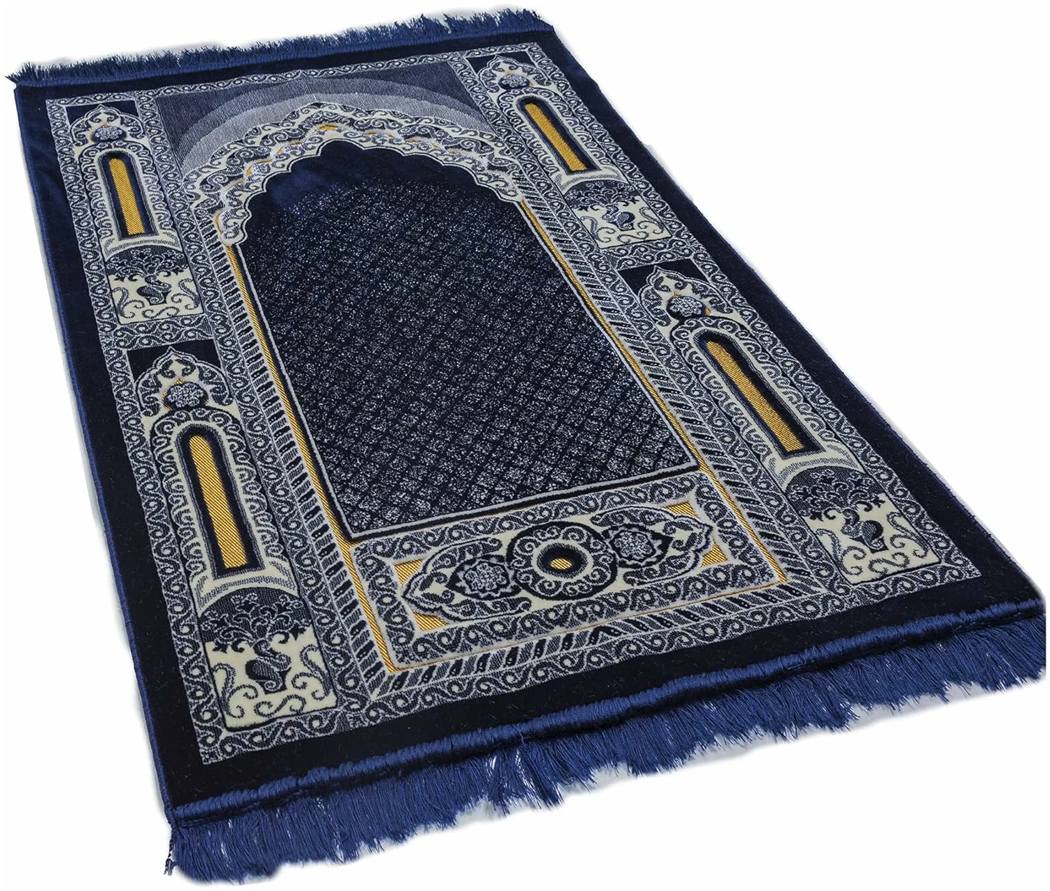 Tapis de prière islamique – Large double peluche velours Namaz Sajjadah – Image 5