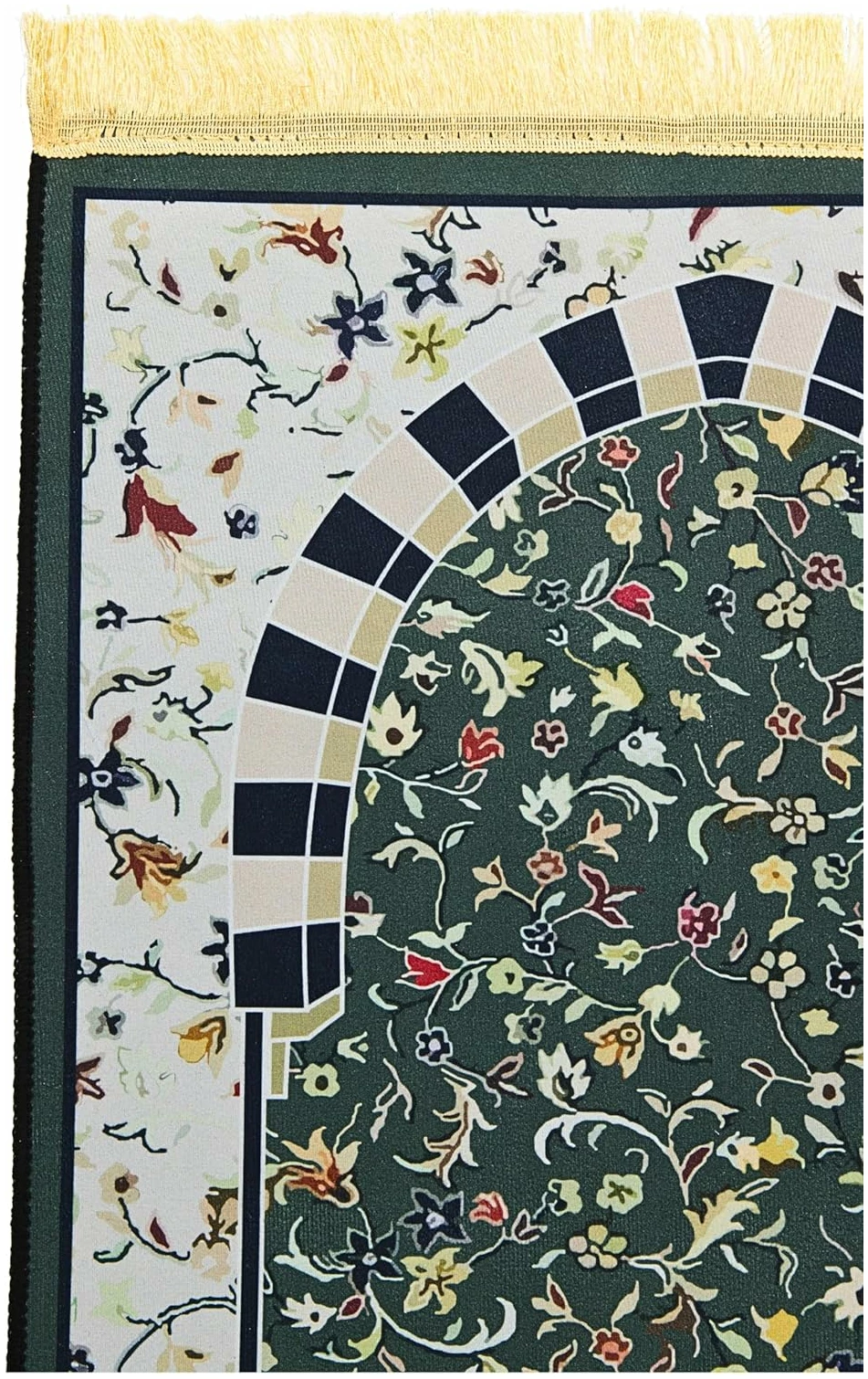Tapis de priere Musulman pour priere Islamique - Tapis priere Musulman Confortable pour Femme et Homme Musulman - Vert – Image 3