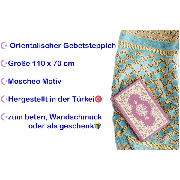 Tapis de prière islamique vert pour les déplacements Motif Namaz Seccade musulmans – Image 6