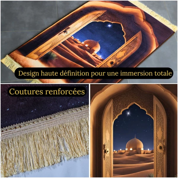 Tapis de Priere Musulman Adulte Enfant-Tapis Prière Musulman Oriental-Epais,Confortable-Coffret Cadeau Homme-Ramadan(Coran-Livre Islam-Abaya Femme-djellaba-Hijab-Kamis Homme-Omra Mubarak) – Image 5