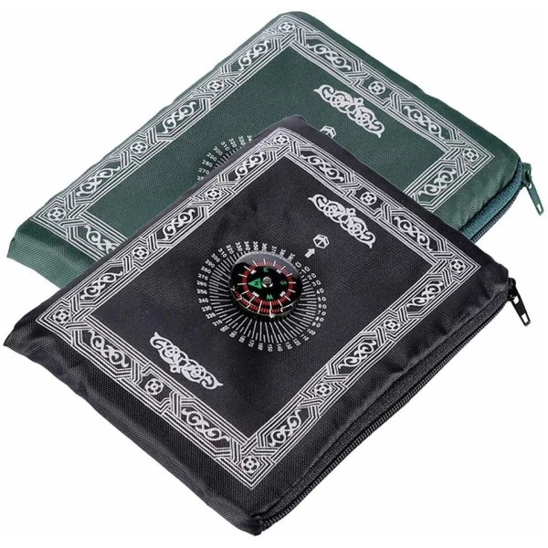 Anlising Portable Couleur Tapis, de prière Musulmane avec Compass Format de Poche Tapis de prière Ompass Qibla Finder avec livret Matière étanche(2 Paquets)