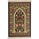 Tapis de Prière Musulman, Tapis de Prière à Glands, Doux, Pliable et Lavable en Machine, Cadeau Prière Ramadan, Tapis Priere Musulman pour Femme Homme et Enfant (70x110cm,Marron Floral)