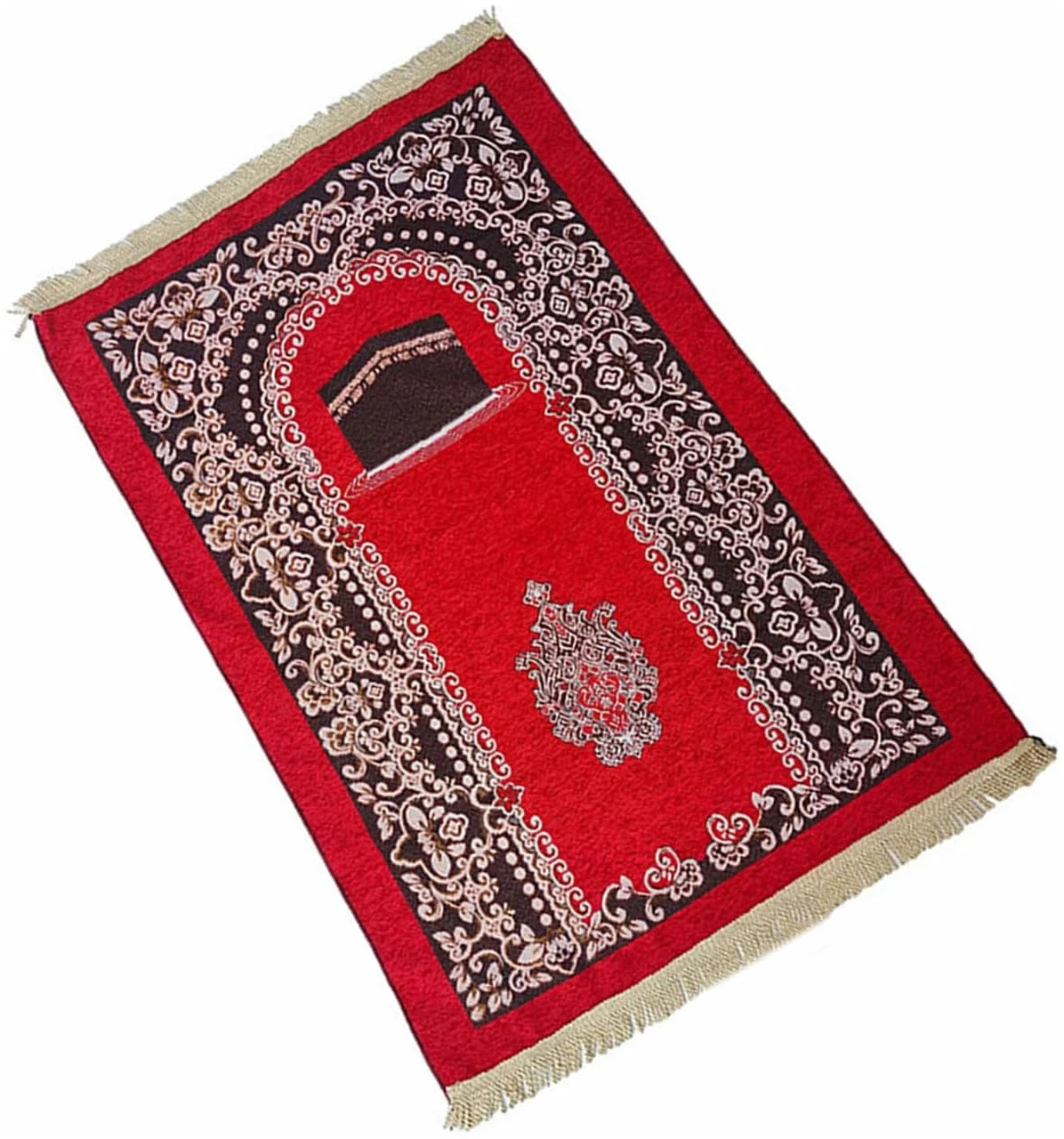 Tapis de prière musulmane avec pompons, doux, 80 x 120 cm