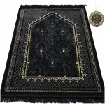 Modefa Tapis de prière turcs Large Peluche Velours Janamaz Musulman Islamique Namaz Seccade prière Mat Cap Gratuit Tapis Vert