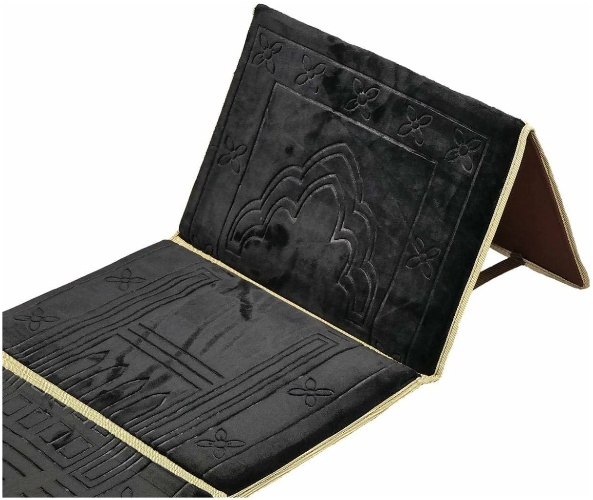 Tapis d’assise avec dossier - Tapis de prière - Avec sac de transport - Noir, 110 x 55 cm