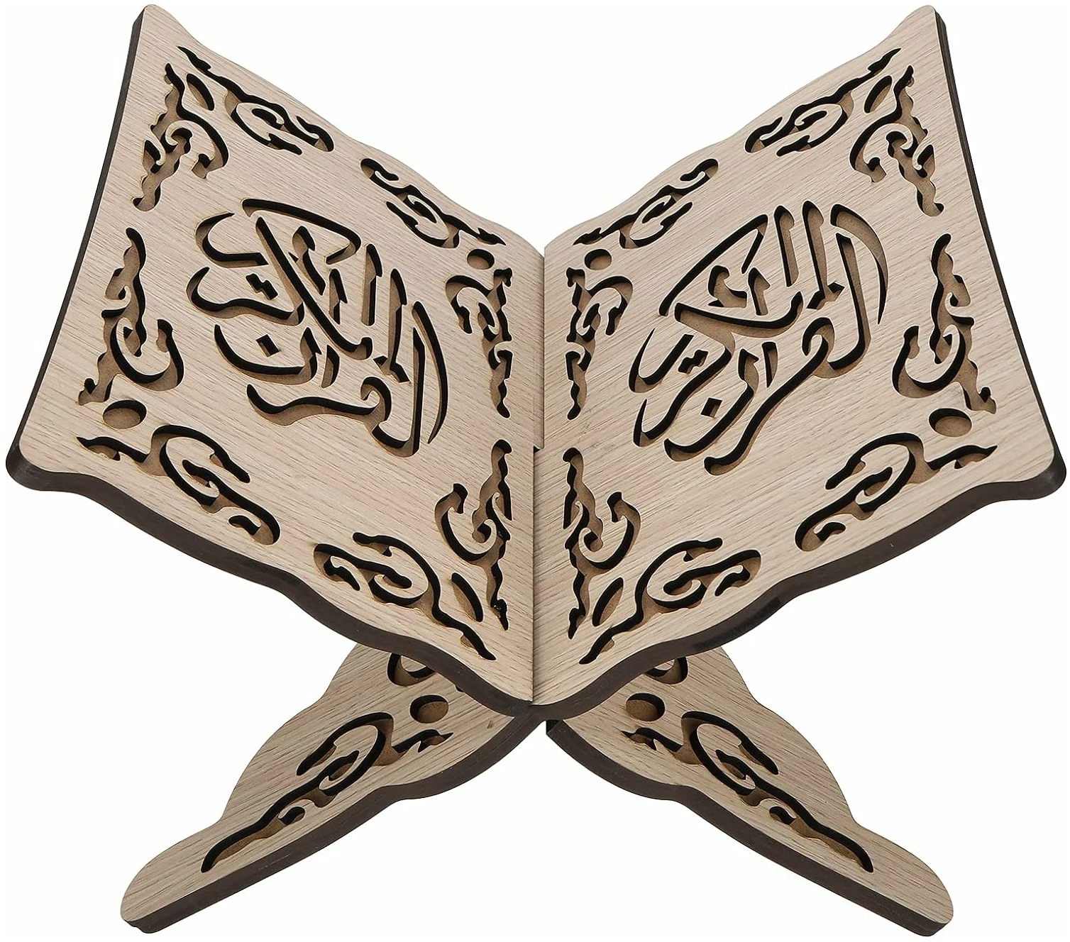 Support de Livre de Coran, Support Pliant de Coran Vintage Détachable en Bois sculpté étagère de Livre de Prière Musulmane Bible Magazine Porte-livre de Cuisine Islam Cadeau