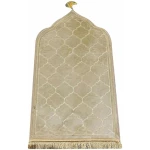 Tapis De Priere Musulman 65 X 115 cm Tapis De PrièRe De en Flanelle Douce Décoration Ramadan Portable en Forme d'arc IrréGulier avec Glands Tapis De PrièRe Cadeau pour Hommes Femmes Kaki