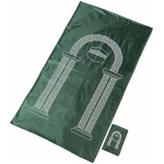 Tapis de Priere de Poche,Tapis de Islamique,Musulman Tapis de Prière Portable,Tapis d'Adoration de Voyage,Tapis de Prière Décoration,Musulmane Tapis en Polyester Imperméable,100 x 55 cm,Vert Encre