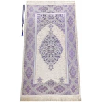 Tapis de prière Musulmane avec Perles | Janamaz | Sajadah | Tapis de prière Islamique Doux | Cadeaux islamiques | Tapis de prière en Tissu Chenille, Lilas foncé