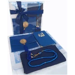 Tapis de prière Musulmane mosquée Bleue | Tapis de prière Coran Tasbeeh | Coffret Cadeau écharpe | Perles de prière en Perles | Cadeau Islamique pour Elle | Cadeaux islamiques | Tapis de prière |