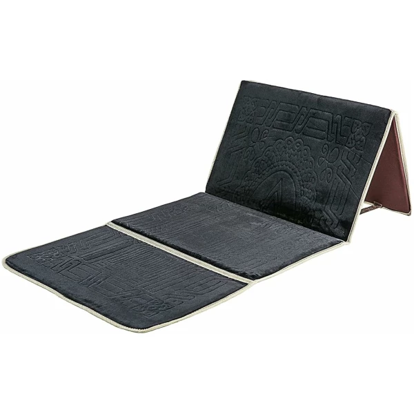 Tapis de prière avec Dossier, Tapis de méditation Pliable avec Dossier, Tapis de prière Musulman-Haute Qualité-Méditation, siège de Sol rembourré, Sac de Transport (Noir)