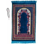 Tapis de prière islamique Namaz avec chapelet offert tapis léger et doux de musulmane Janamaz,Sajadah,idéal pour le voyage/Masjid(W-BL)