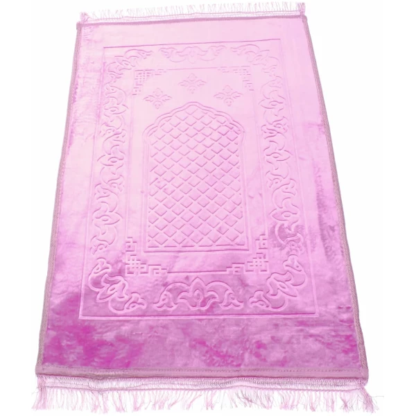 Tapis de prière islamique antidérapant Musallah Salat Janamaz pour adulte Rose 80 x 120 cm