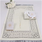 Tapis de prière islamique personnalisé avec perles du Coran, tapis de prière en chenille, perles de prière en velours arabe, pour mariage, anniversaire, remise de diplôme (beige)