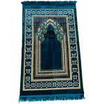 Tapis de prière musulmane léger et doux avec chapelet - idéal pour le voyage/maison/bureau/mosquée/Hajj/Umrah (bleu)