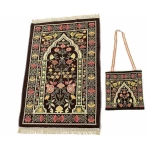 Tapis de prière islamique - Tapis de prière musulmane pour femmes et hommes - Tapis doux avec pompons et sac pour couverture de prière musulmane - Voyage - Tapis de prière
