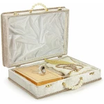 Tapis de prière musulmane, coffret cadeau islamique pour homme et femme, châle, chapeau Kufi, compteur de perles, ensemble cadeau élégant pour le Ramadan (beige)