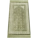 Tapis de prière musulman doux en velours Lux | Janamaz | Sajadah | Tapis de prière islamique doux | Cadeaux islamiques | Tapis de prière élégant Couleur : vert