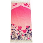 Tapis de prière musulmane pour enfants | Sajadah au design unique imprimé numériquement | Tapis de prière islamique doux | Cadeaux islamiques parfaits pour les enfants, design : rose
